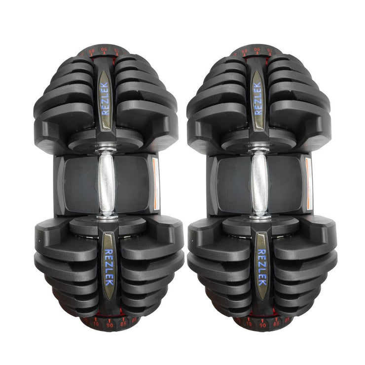 Adjustable Rezlek Dumbbells 90lbs-40kg - includes a digital dumbbell workout guide - Rezlek Fitness