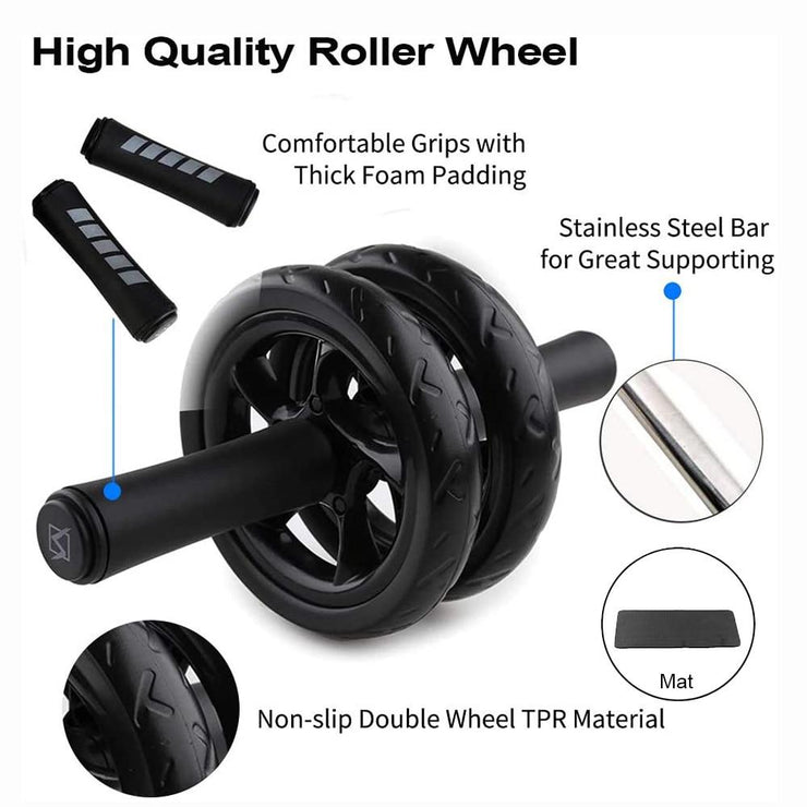 AB Roller Double Wheel with Mat for Ab Exercises, Core and Fitness Workouts - Rezlek