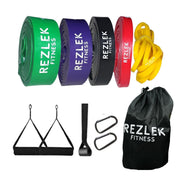 Resistance Band [5 Pack] Includes Carry Bag, Handles, Door Anchor, Hooks, Workout Guide | Assisted Pull Up Band, Exercise Band | For Strength Training, CrossFit, Boxing, Pilates, Stretching & Mobility - Rezlek Fitness